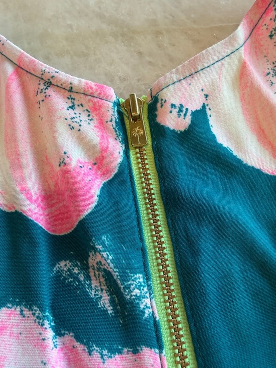 Lilly Pulitzer CARLOTTA STRETCH SHIFT DRESS Tidal Wave Pans Garden Sz 12 - Picture 3 of 4